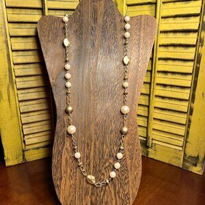 Lia Sophia Goldtone and Faux Pearl Layering Neccklace